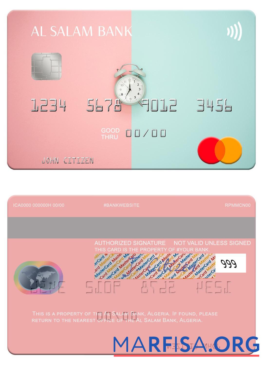 Blank Algeria Al Salam Bank mastercard real example